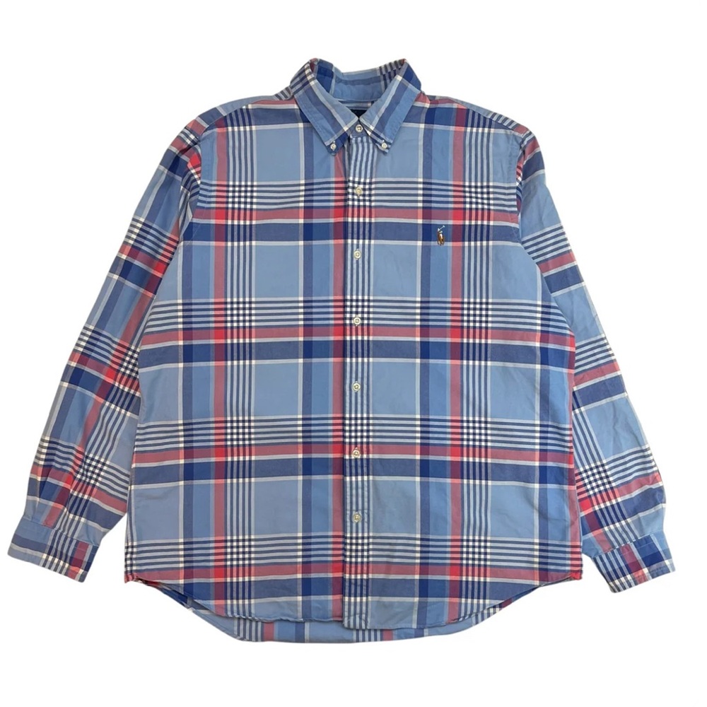 POLO RALPH LAUREN Men/Women CHECKED BUTTON UP SHIRT PINK/BLUE